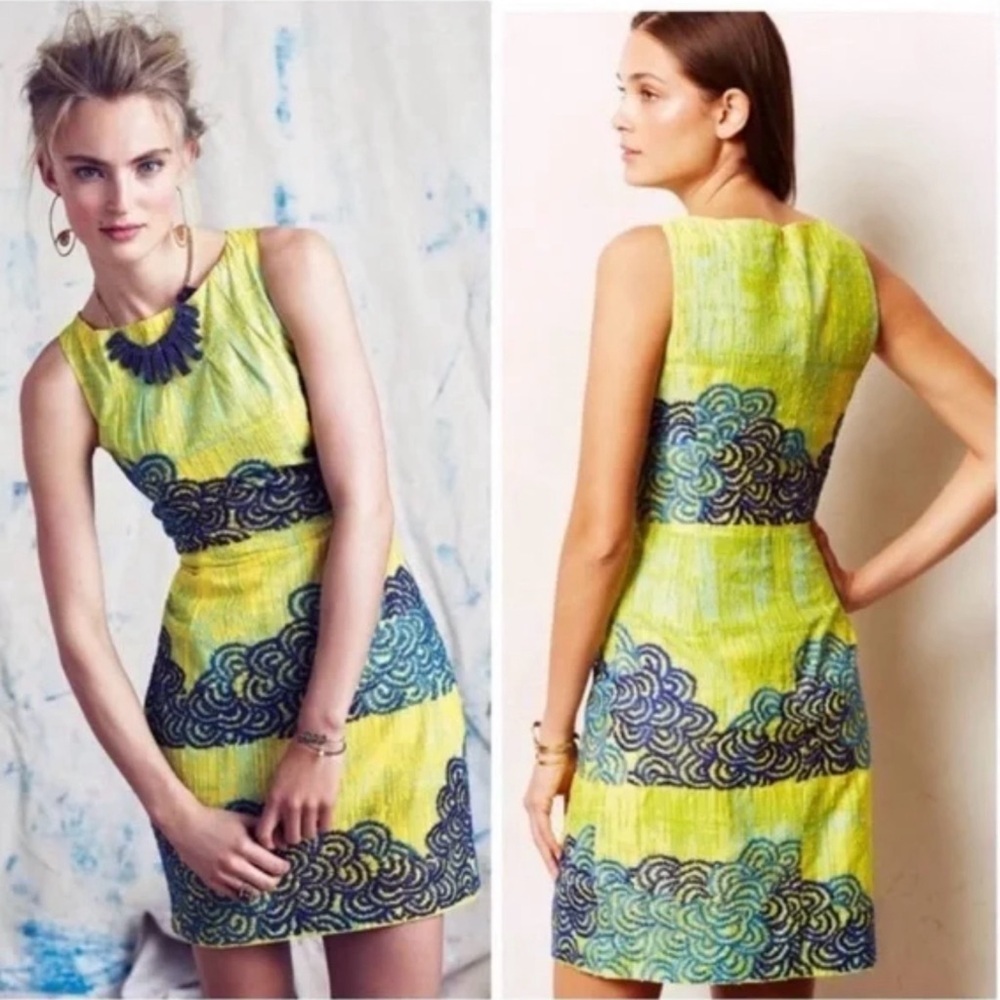 Tabitha for Anthropologie Embroidered Scroll Sheath Dress - Picture 2 of 8